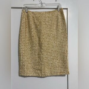 Escada Vintage Gold Tweed Pencil Skirt